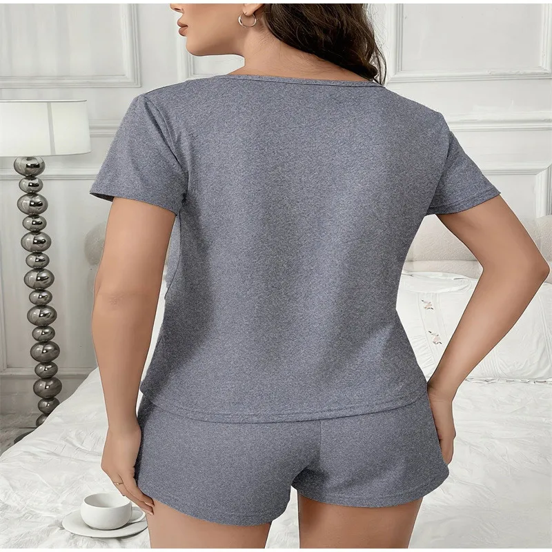 Summer Smiley Face Printed Pajamas Set Women's Short Sleeved Top And Shorts 2-piece Set Casual Home Wear Soft Cotton Nightwear view 5