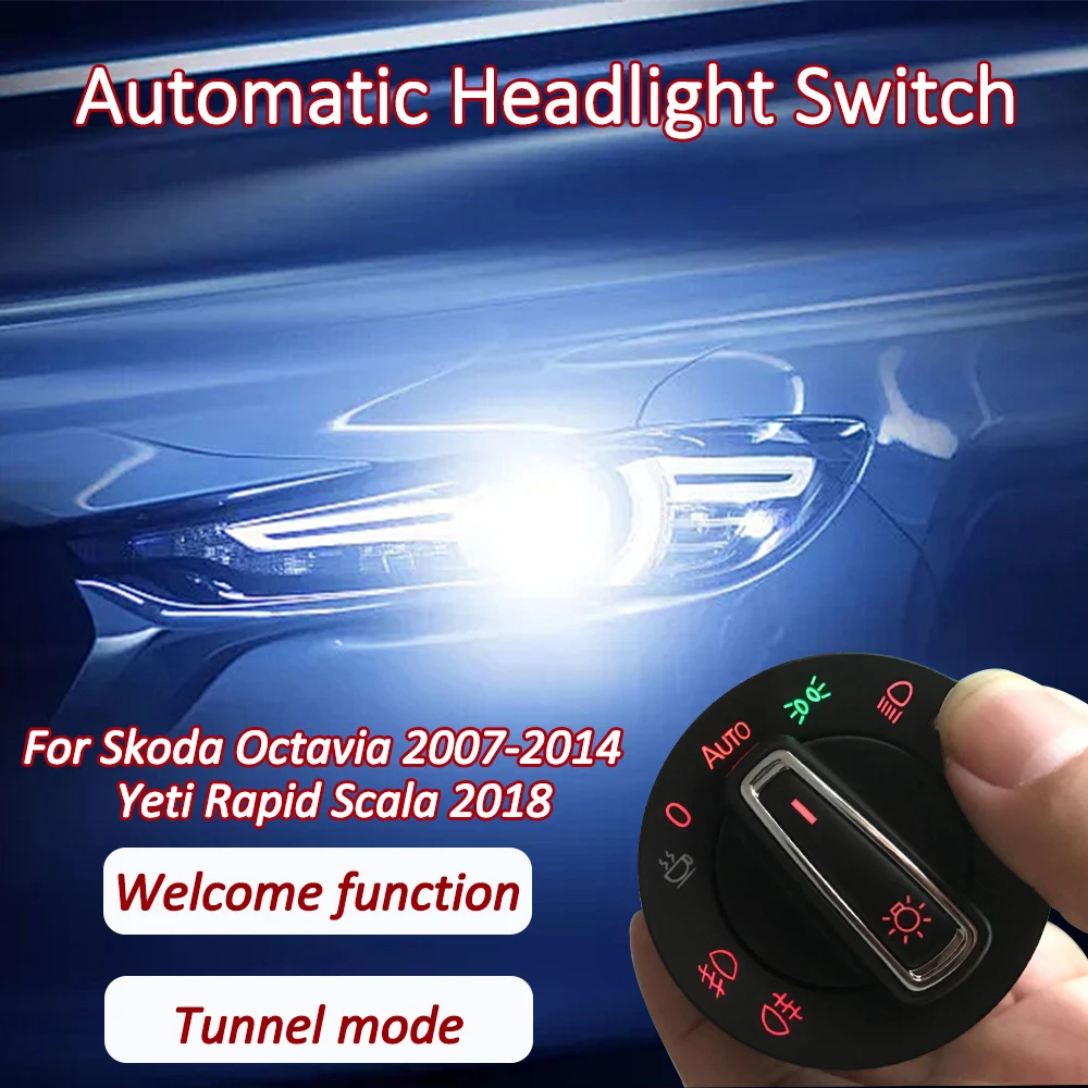 Automatic Headlight Switch for Skoda Octavia 2007-2014 Yeti Rapid Scala 2018 AUTO Fog Light Control Button Sensor Accessories