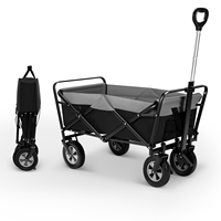 Foldable Handcart 100L Portable Beach Transport Trolley with Adjustable Handle Side Pockets for Garden Camping Shopping
