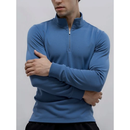 AIOPESON nuevos hombres Color sólido cremallera suave Shell sudadera de manga larga transpirable cálido pulóver Casual chaqueta de calle ‌