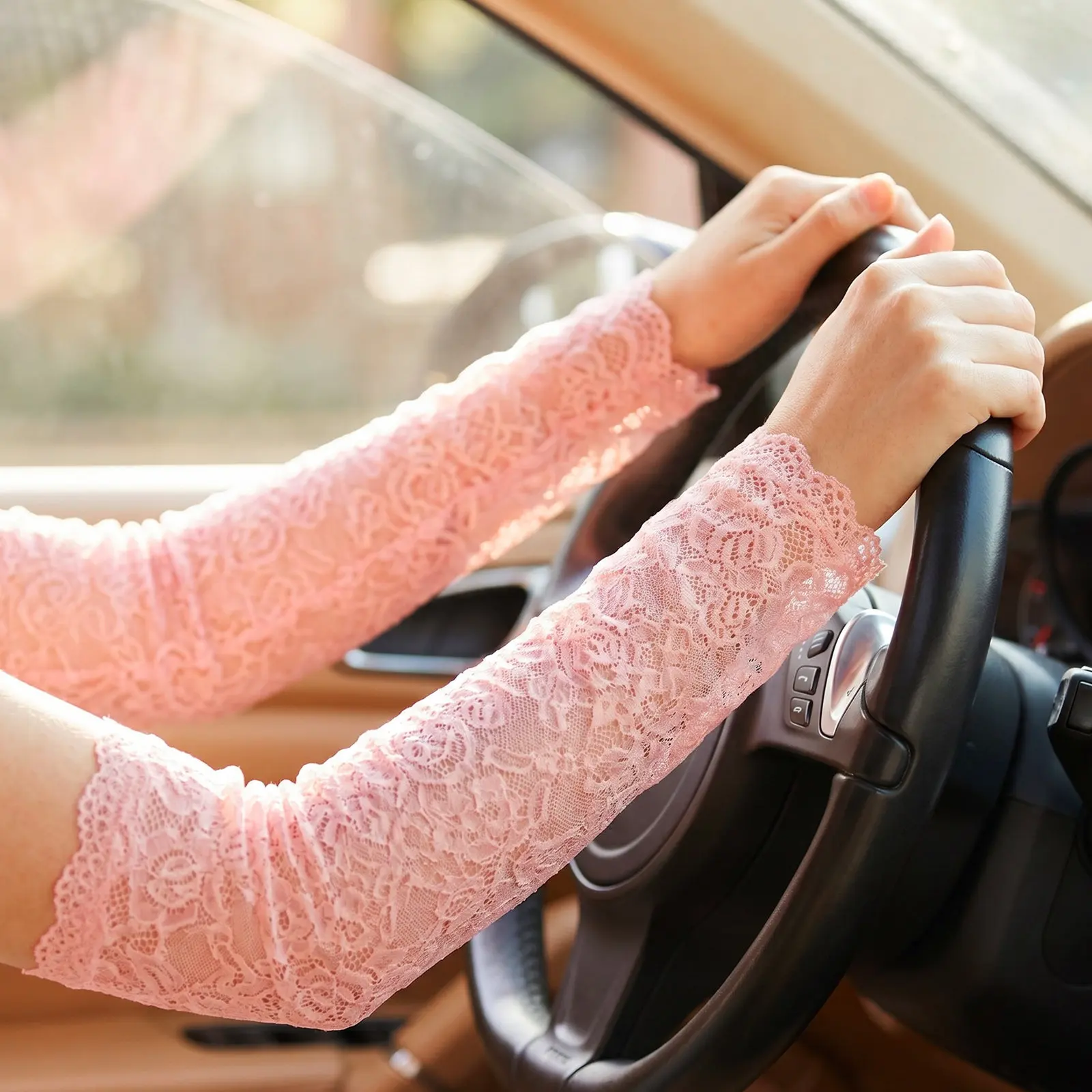 4Pairs Sun Protection Sleeves Lace Arm Sleeves for Women Fingerless Uv Driving Gloves Cooling Breathable Floral Lace Arm Covers