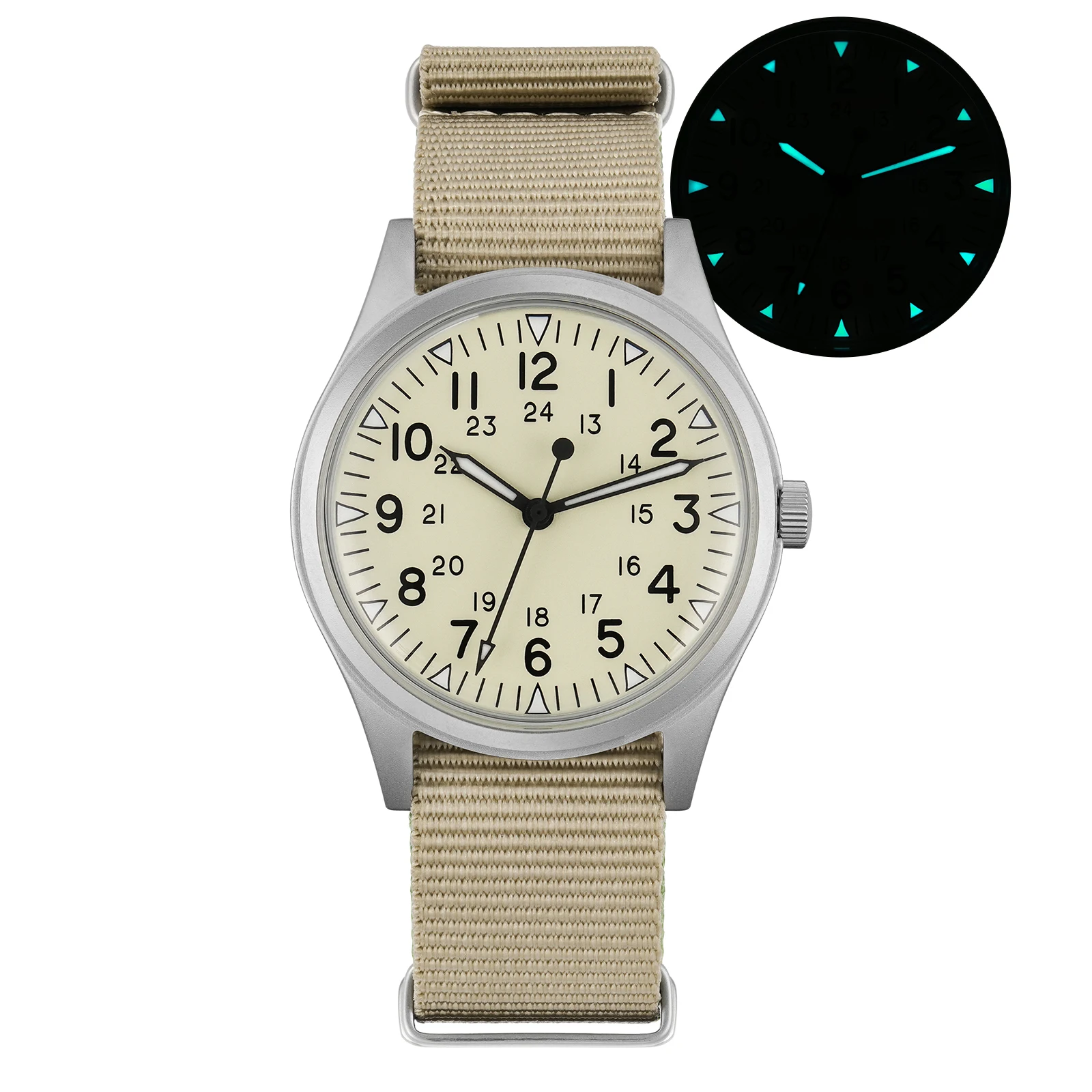 Militado ML07 Vintage Quartz Watch VH31 Movement Wristwatches Bubble Crystal With High Clear AR Coating Luminous 36mm Watches