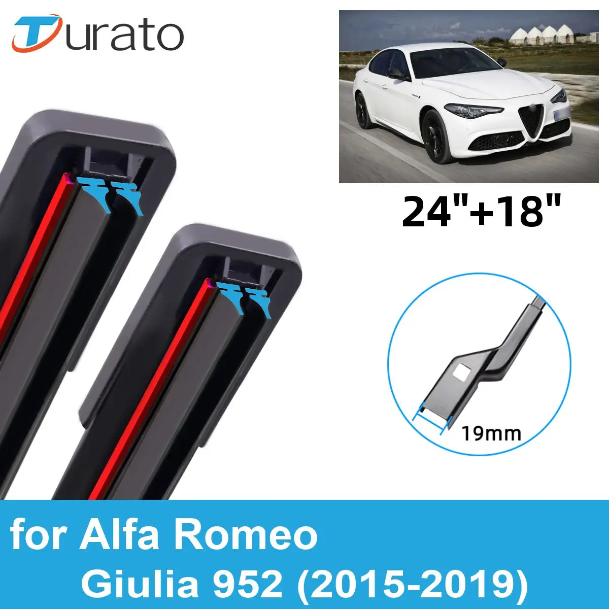 

2PCS Car Wiper Blades for 2015-2019 Alfa Romeo Giulia 952 Front Windscreen Windshield Double Rubber Car Accessories 2018 2019