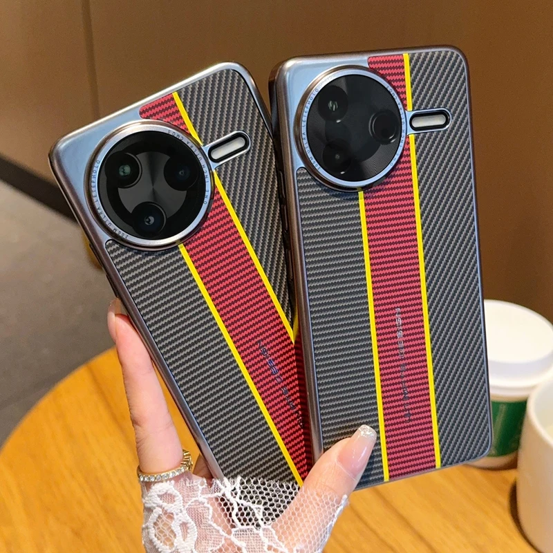 

For Xiaomi Redmi K80 Pro Artificial Carbon Fiber Texture Case Cover Color Splicing Back Cover for Xiaomi Redmi K80 Fundas Para