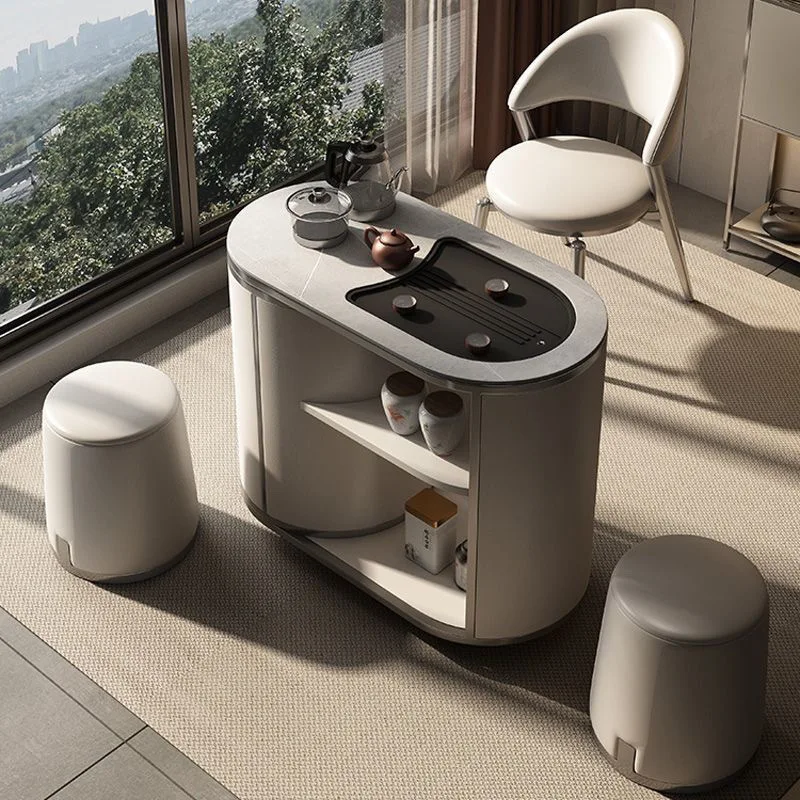 

Movable tea cart household small tea table living room study side light luxury modern balcony
