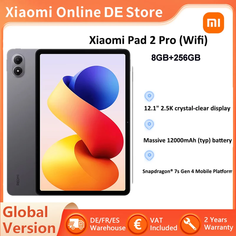 Tablet Xiaomi Redmi Pad 2 Pro Wifi Global Version 8GB 256GB Procesor Snapdragon 7s Gen 4 Częstotliwość odświeżania 120Hz Xiaomi HyperOS 2 Xi
