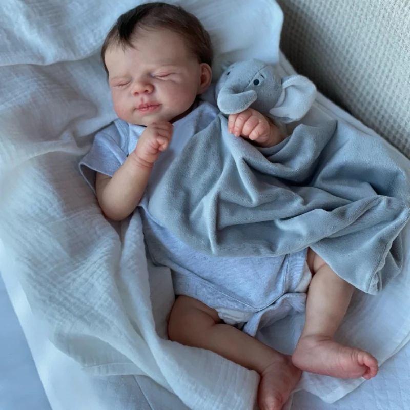 

19inch Newborn Baby Doll Handmade Lifelike Reborn Sleeping Pascale Soft Touch Cuddly Doll with 3D Painted Skin Visible Veins