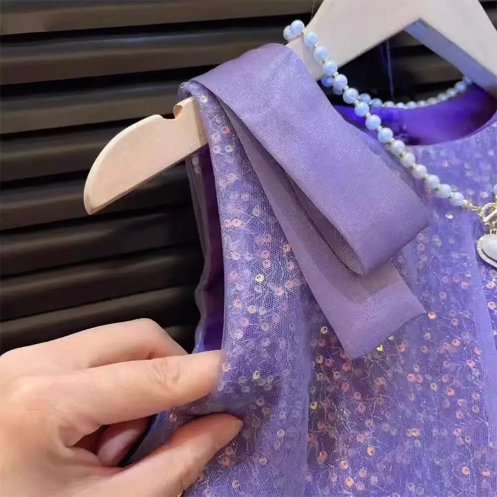 Girls' Dress 2025 Summer New Princess Style Western Fashionable Dress Girls' Little Fresh Yarn Skirt