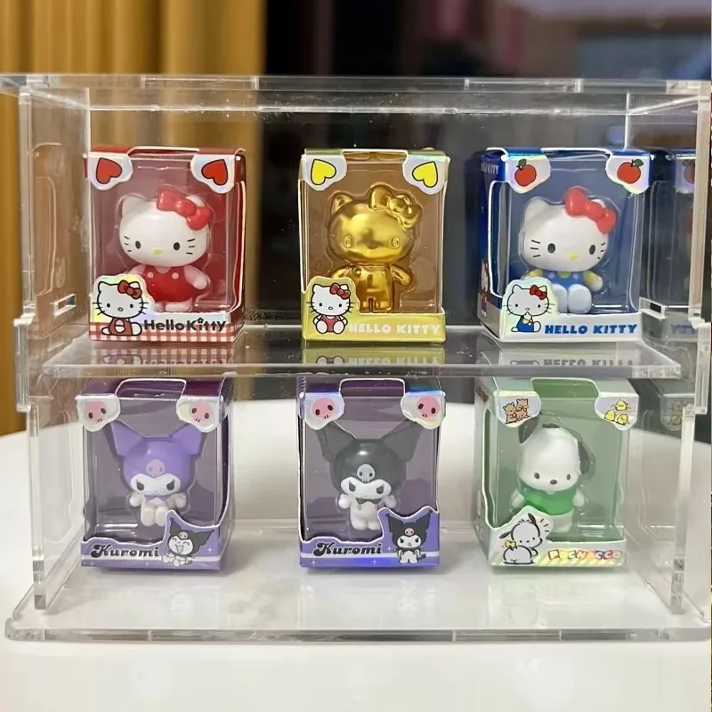 Sanrio rodzina lalka ryżowa pierwsza pudełko z niespodzianką Hello Kitty Kuromi mini ręcznie robiona dekoracja wnętrz ozdoby na biurko prezenty świąteczne