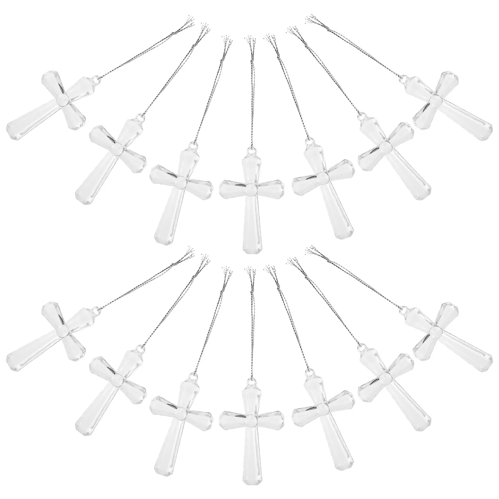 Cross Suncatcher 50Pcs Acrylic DIY Window Hanging Ornaments for Easter Religious Crafts Home Decor