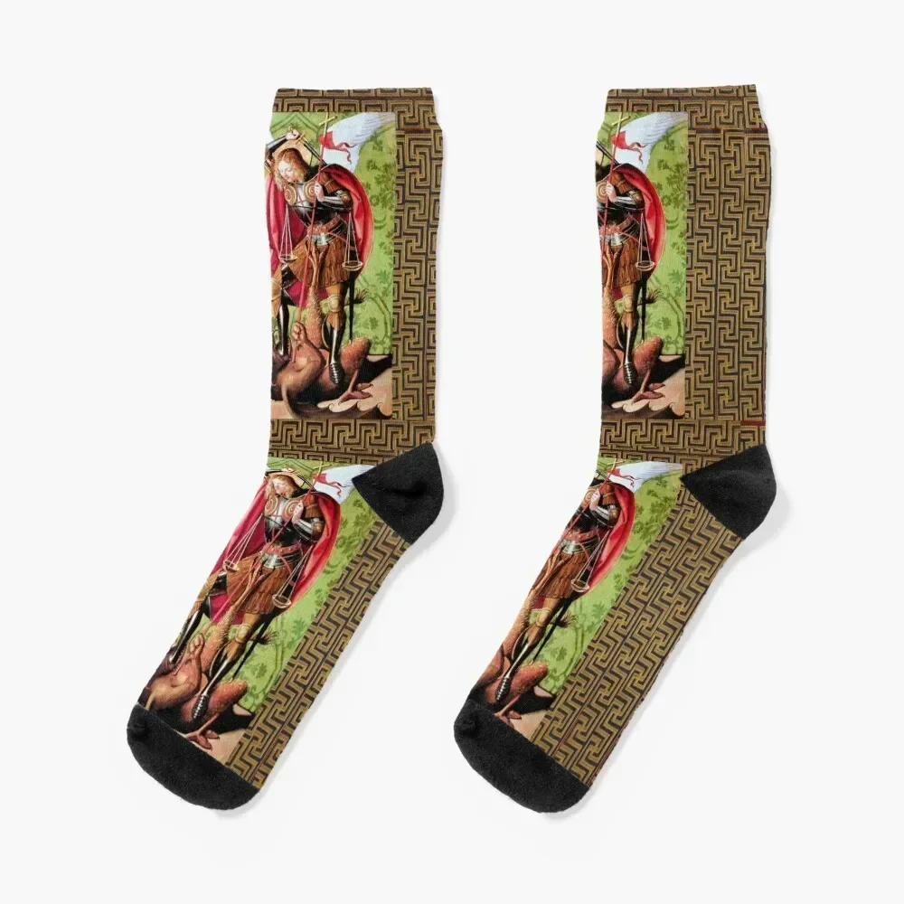 

ST. MICHAEL ARCHANGEL,DEVIL AND JUSTICE Socks sheer funny gifts essential Men Socks Luxury Brand Women's