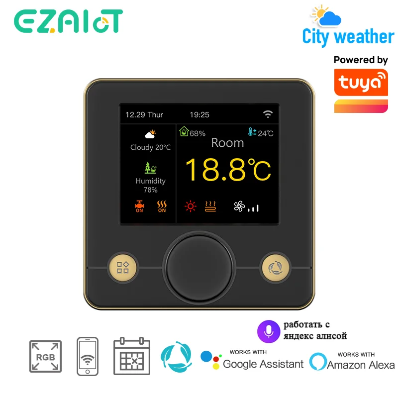 Smart Tuya WiFi Thermostat Humidity Sensor Temperature Controller Water Electric Floor Heating Gas Boiler Alexa Google Yandex