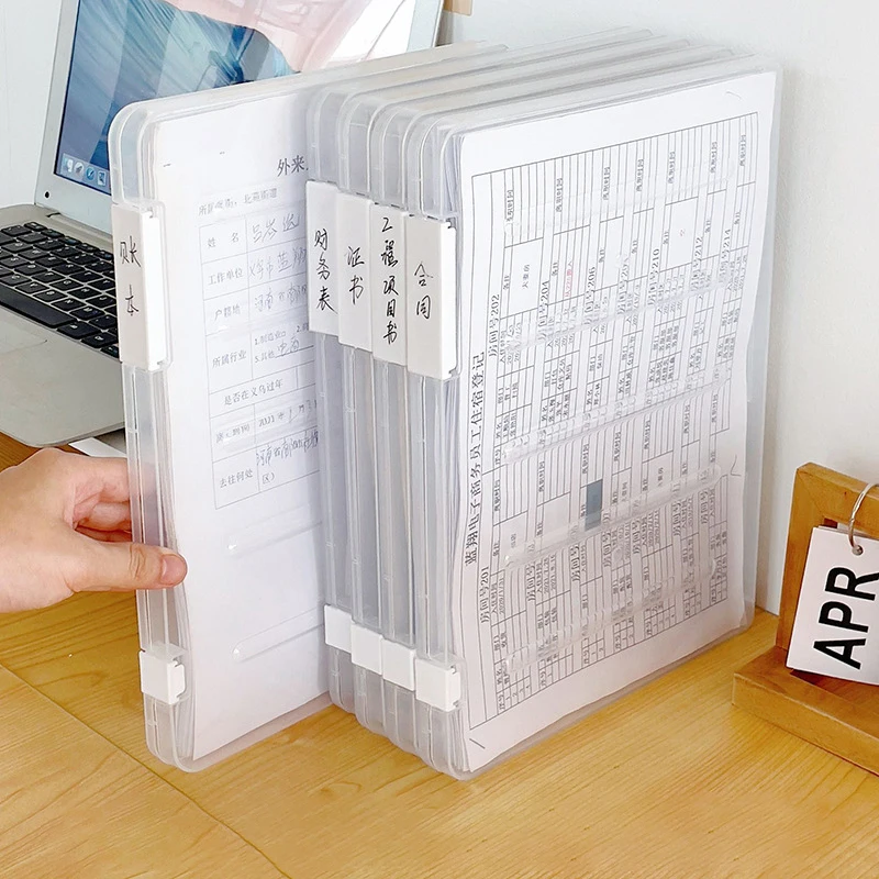 1PC PP A4 Papier do przechowywania plików Archiwum Data Pulpit Sortowanie Pudełko Przechowywanie w biurze Przenośne pudełko do przechowywania