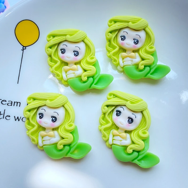 10Pcs New Cute The Mermaid Princess Flat Back Resin Cabochons Scrapbooking DIY Jewelry Craft Decoration Accessorie