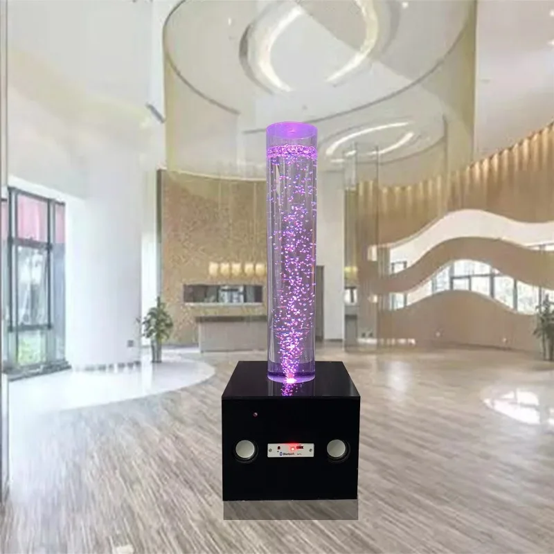 Luminous acrylic circular bubble fountain column