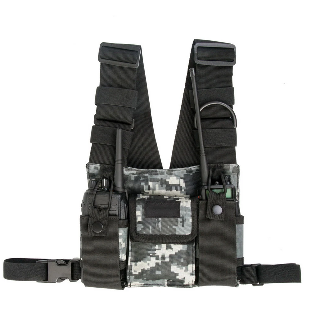 

Adjustable Outdoor Chest Harness Bag For Walkie Radio Storage Durable Chest Pack With Multi Pockets Hiking Running