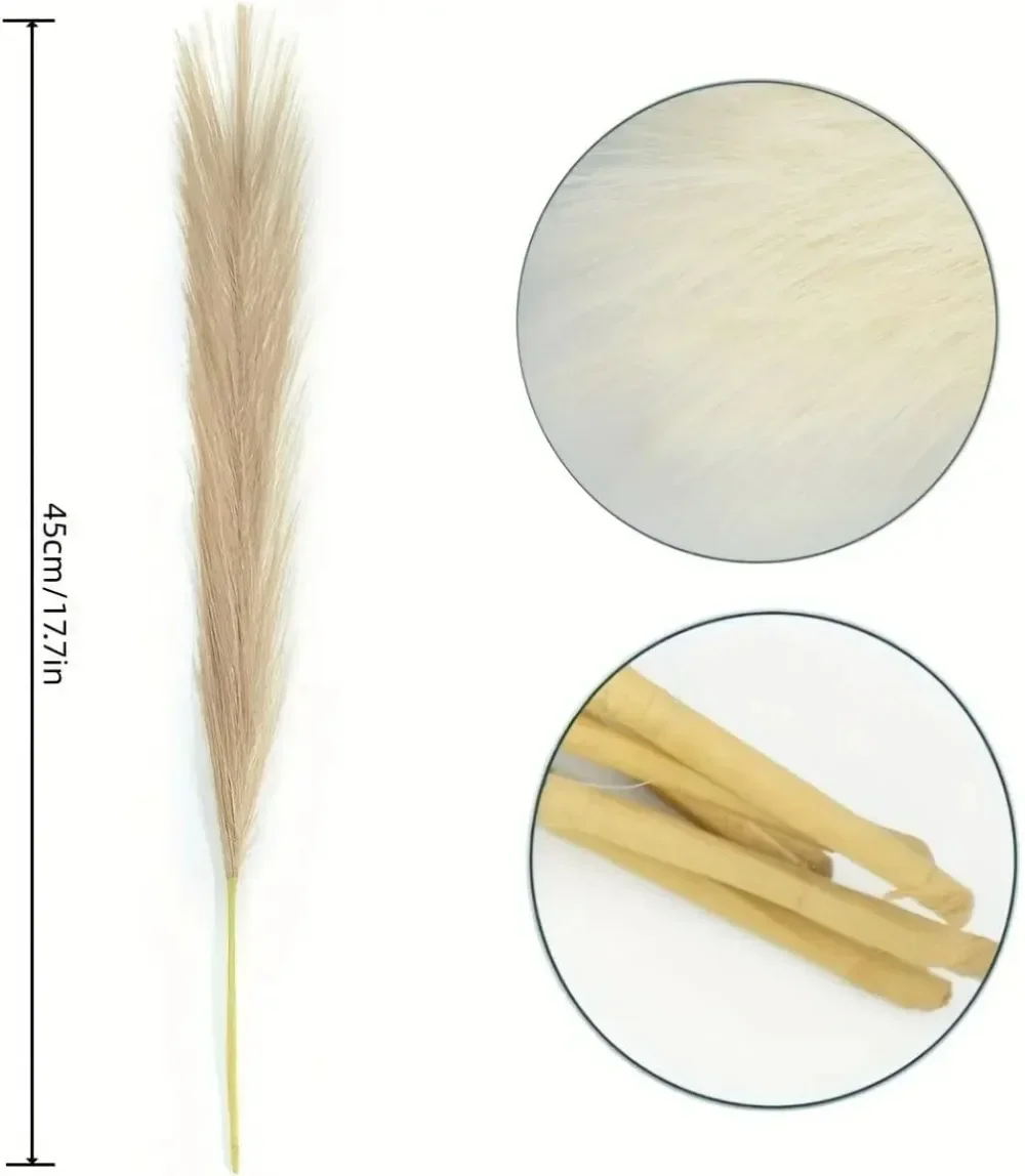 10 Pcs Artificial Pampas Grass Plant,Faux Dried Pampas Grass Stems Fake Flower Fluffy Reed Bouquet Reed Grass Decor