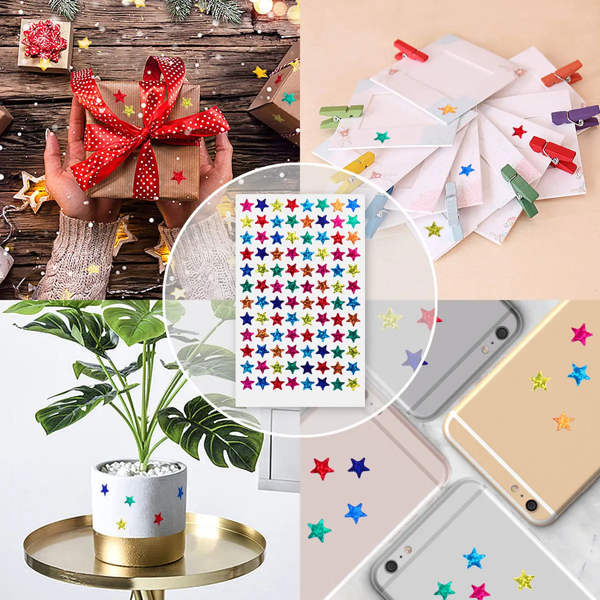 

960Pcs Self Adhesive Rainbow Star Stickers Assorted Colors Perfect for Valentine Decorations DIY Crafts Shiny