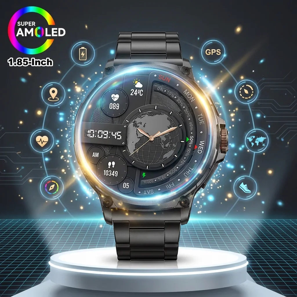 

2026 New Men GPS Track Smart Watch 1.85 Inch Ultra HD AMOLED Screen 710 Mah Battery Bluetooth Call Smartwatch For Android IOS