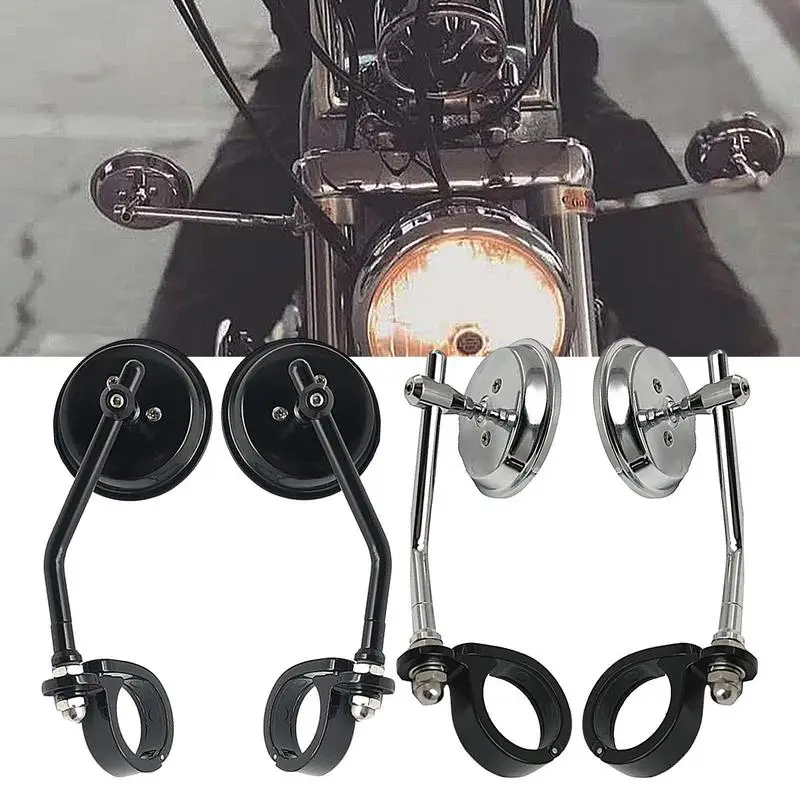 

Universal Motorcycle Mirrors For Handlebars With Mounting Bracket AluminumMaterial Vintage Frame Side Mirror Vehicle Accessories