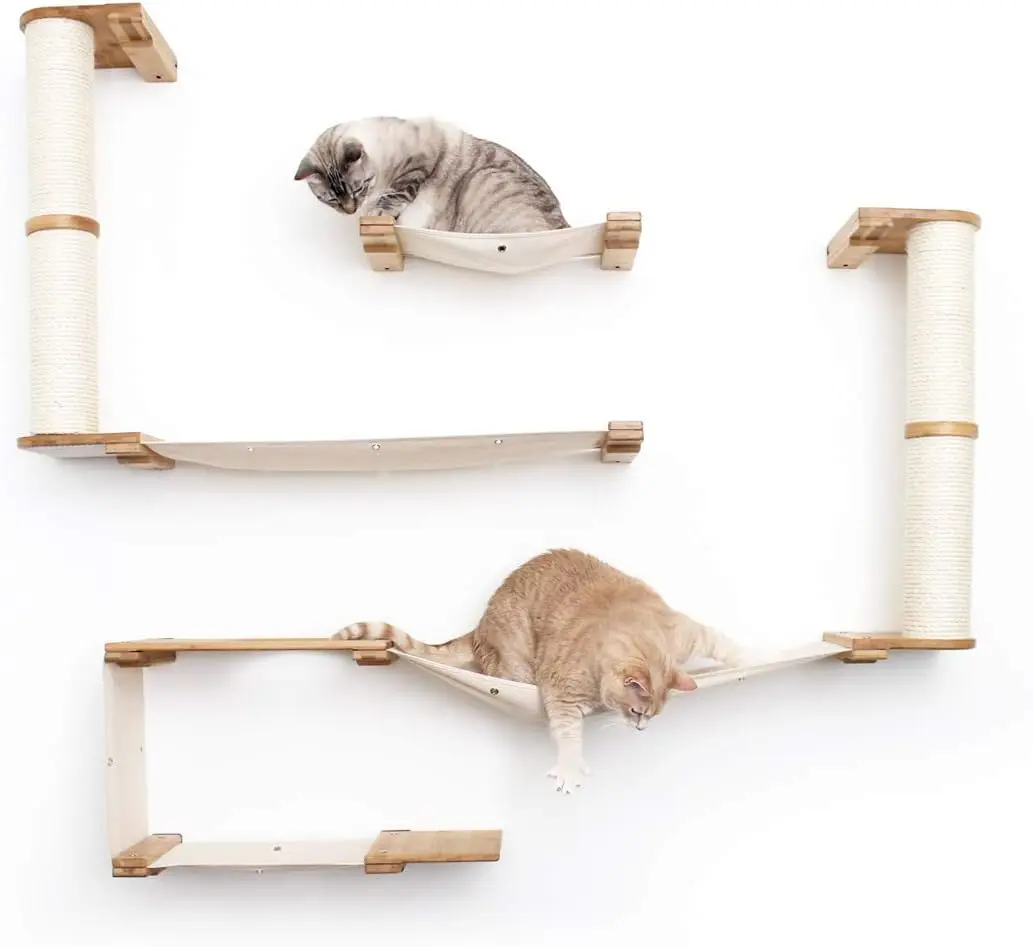 The Roman Cat Fort - Multiple-Level Cat Hammock & Climbing Activity Center Wall-Mounted Cat Tree Shelves