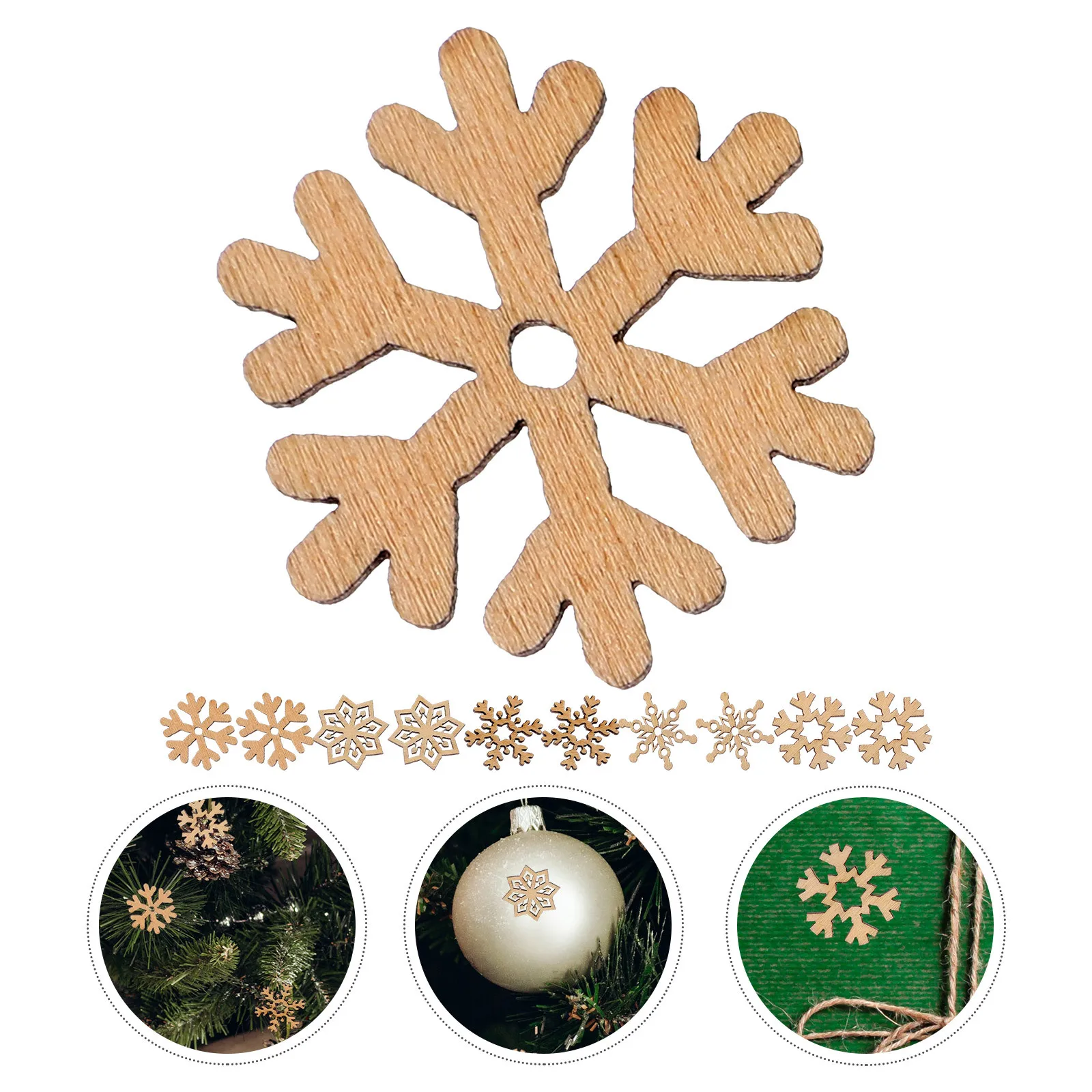 

NUOBESTY 200Pcs Wooden Snowflake Ornaments Natural Cutouts for Christmas Tree Decor Craft Holiday Display