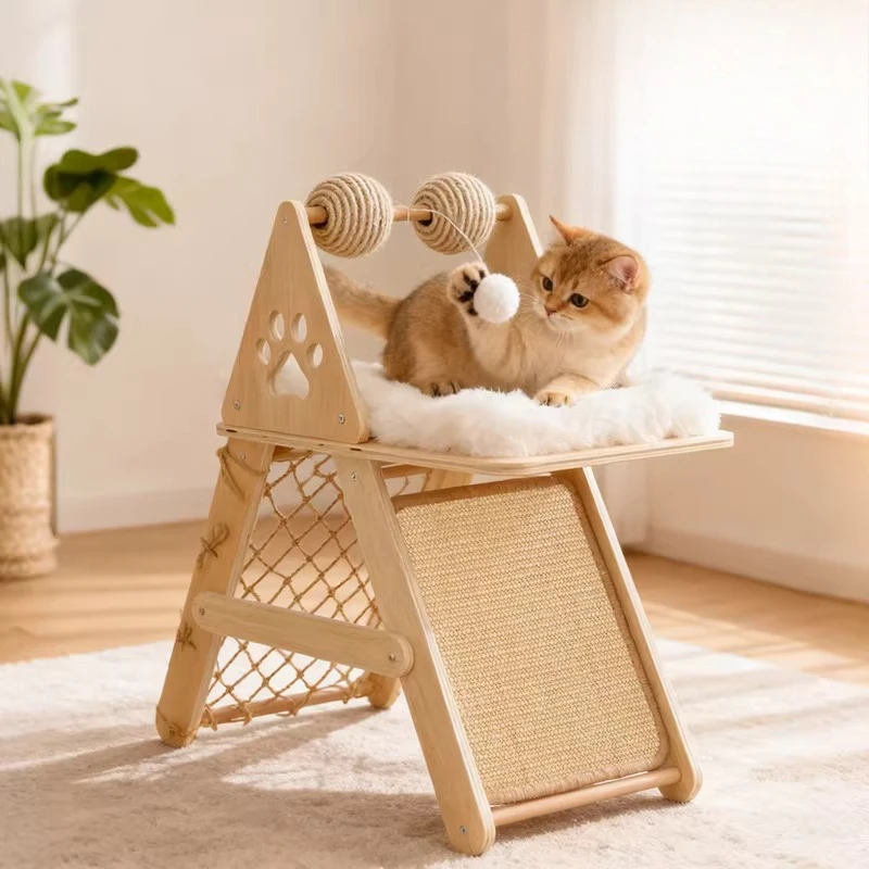 

Wooden Climbing Cat Tower Goods Scratcher Mat Shelves Cat Tower Luxury Stairs Accessories Toys Rascador De Gatos Cat Furniture