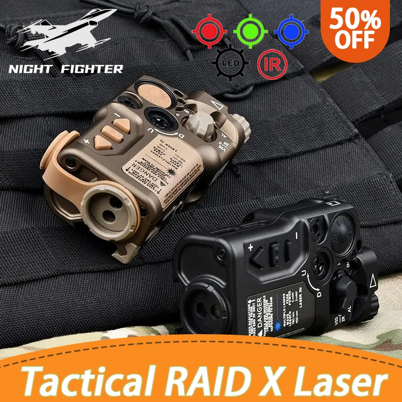 

Wadsn Tactical RAID X Laser Aiming Red Dot Green Blue Infrared Rays IR Strobe Laser Hunting Airsoft Accessory For 20mm Rail