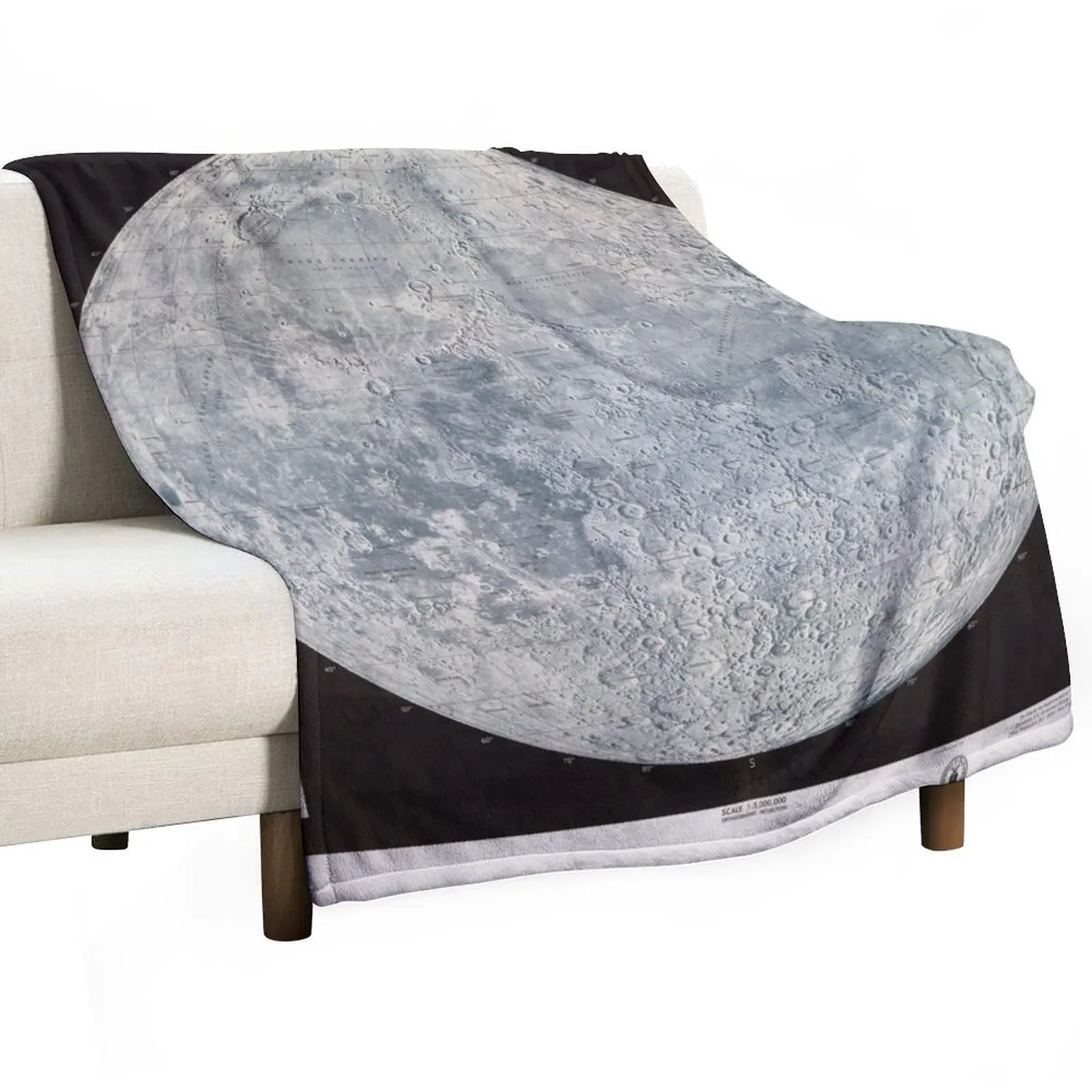 

Vintage Lunar Moon Map, 1960s Throw Blanket Sofa Sleeping Bag Fashion Sofas Travel Blankets