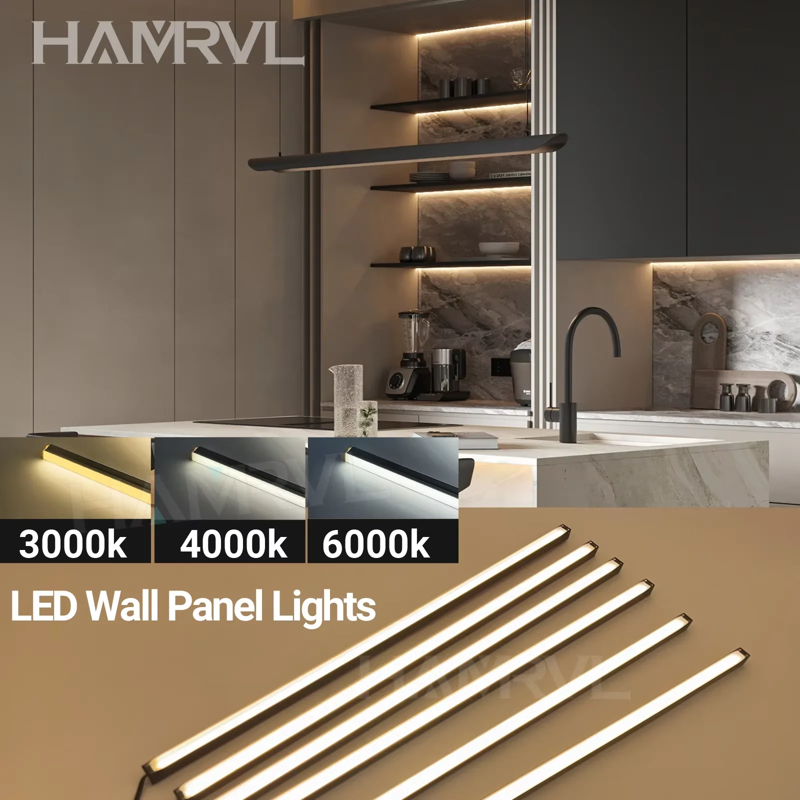 مستشعر اللمس LED ضوء لاسلكي شفاف من الخشب شريط ألومنيوم خزانة خزانة ضوء المطبخ رفض لمس الظلام