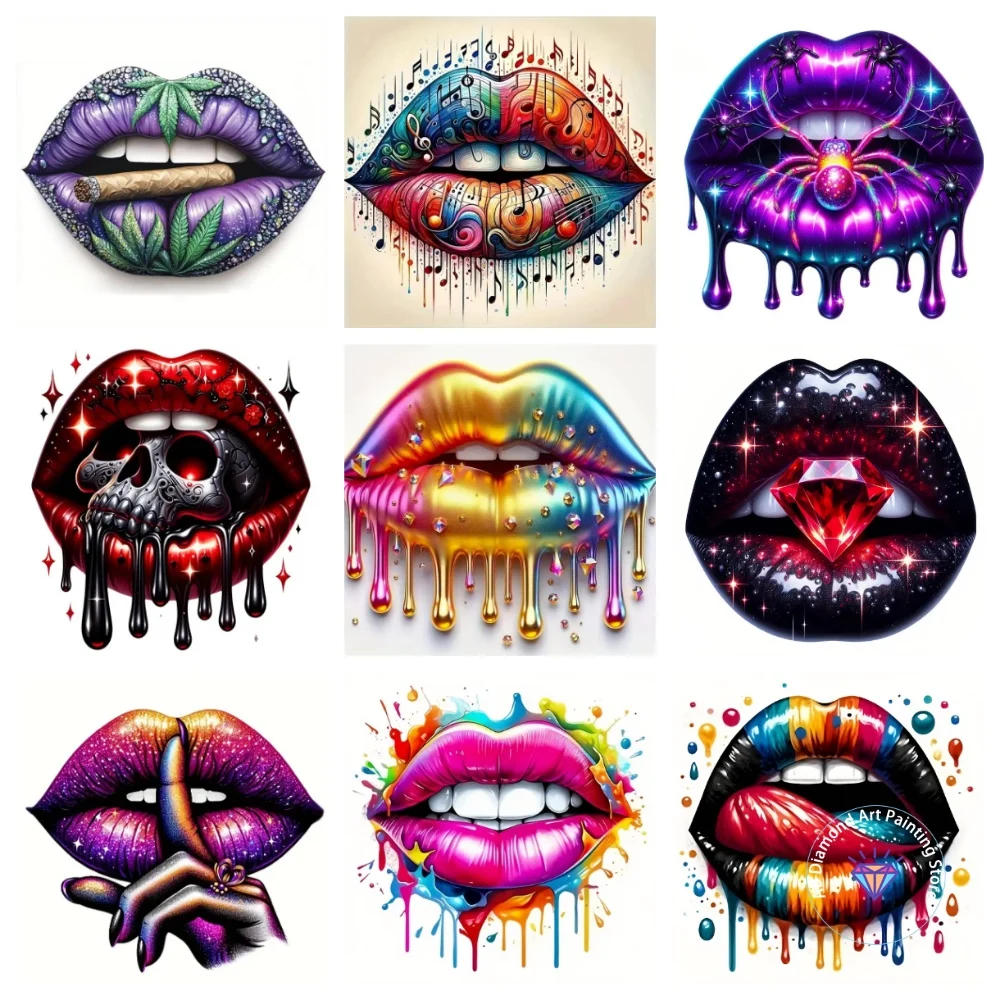 

Lips AB Diamond Painting Kit Square Round Diamond 5D DIY Color Cross Embroidery Handmade Art Adult Exquisite Gift Home Decor