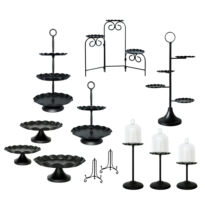 

Creative wedding dessert table ornaments, black cake rack, wrought iron cake tray wedding props, European dessert rack