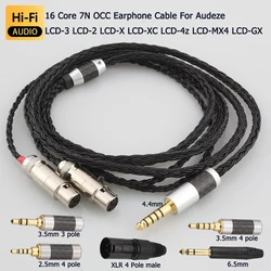 High Quality 16 Core 7N OCC Black Braided Earphone Cable For Audeze LCD-3 LCD-2 LCD-X LCD-XC LCD-4z LCD-MX4 LCD-GX, HiFi