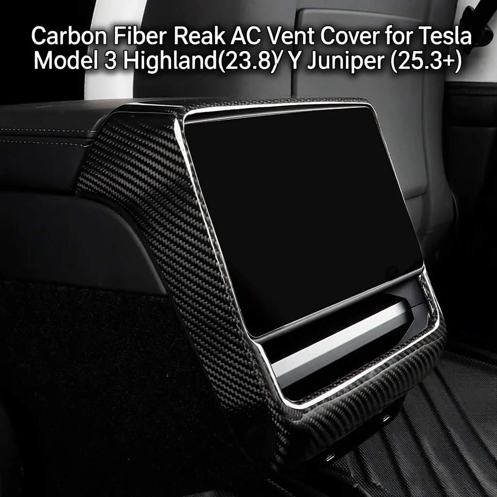 Carbon Fiber Rear Ac Vent Cover for Tesla Model 3 Highland 2024 New Y Juniper 2025 Rear Entertainment Screen Frame Accessories