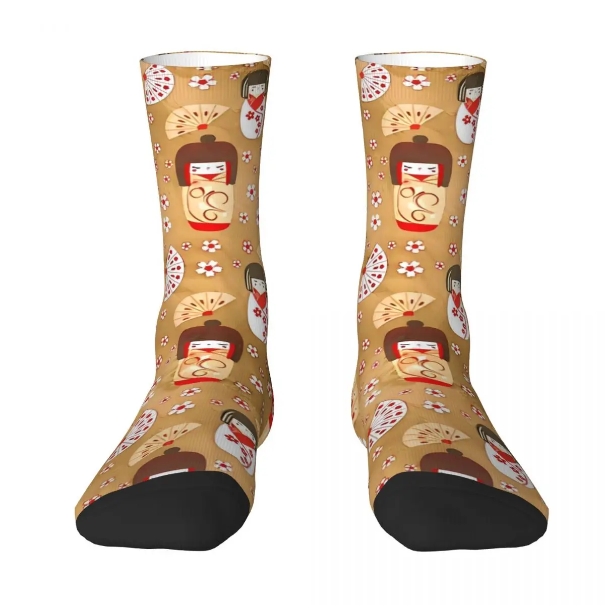 Kawaii Japanese Dolls Socks Kokeshi pattern Retro Stockings Winter Anti Skid Unisex Socks Quality Pattern Running Socks