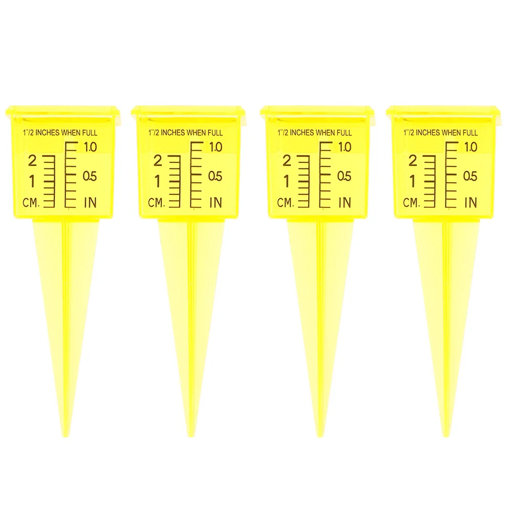 

4 Pcs Raised Garden Bed Watering System Sprinkler Gauge Measuring Cups Plastic Plants Yellow