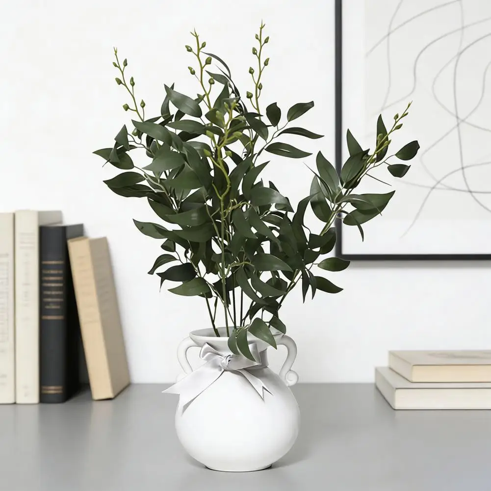 Hoja Artificial de Salix con 5 Ramas, Follaje Realista, Tallos Flexibles, Sin Necesidad de Riego ni Mantenimiento, Planta Artificial para Decoración del Hogar, Hojas de Planta de Seda