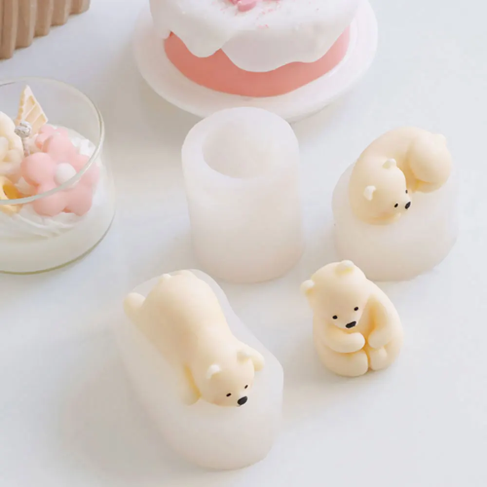 For fun Cute Sleeping Bear Silicone Candle Mold Diy Handmade Soap Plaster Baking Mold Birthday Party Wedding Gift Making Mold