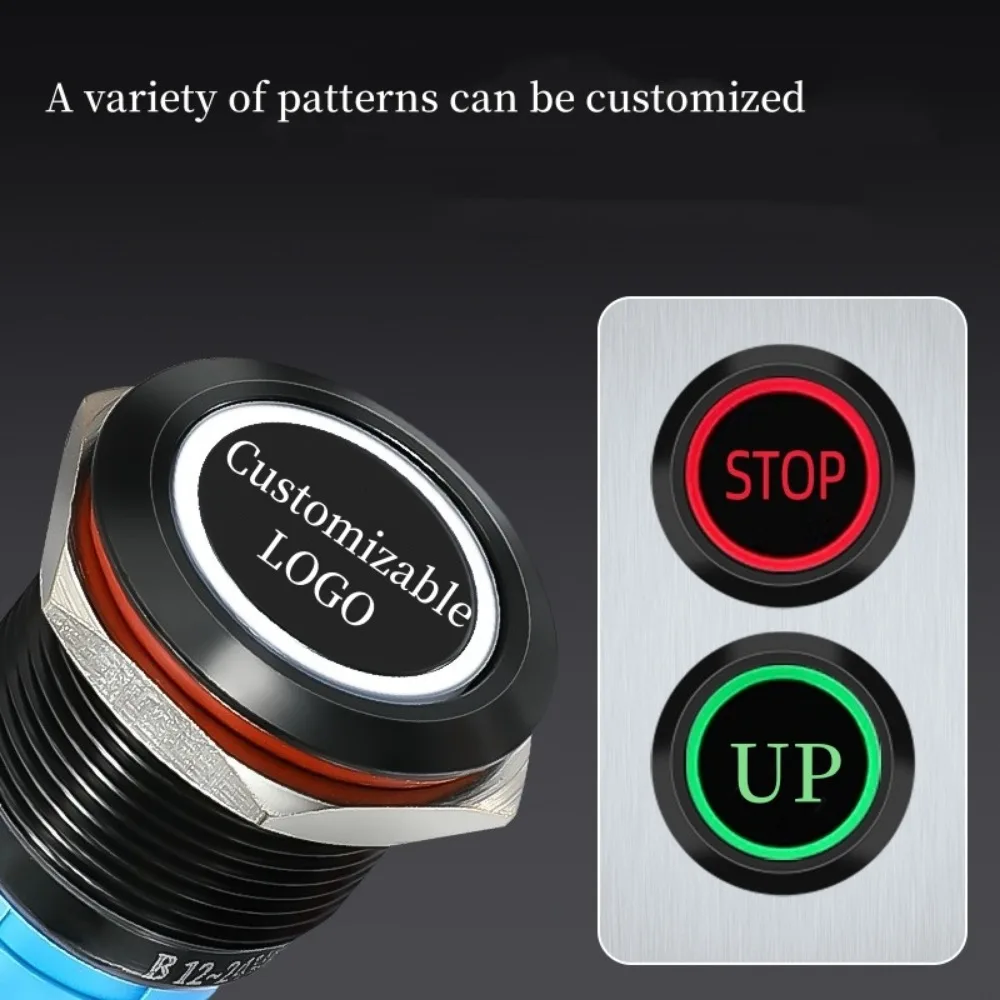 12/16/19mm Waterproof Metal Push Button Switch LED Light Momentary Latching Car Engine Power Doorbell Switch 6V 12V 24V 220V Red