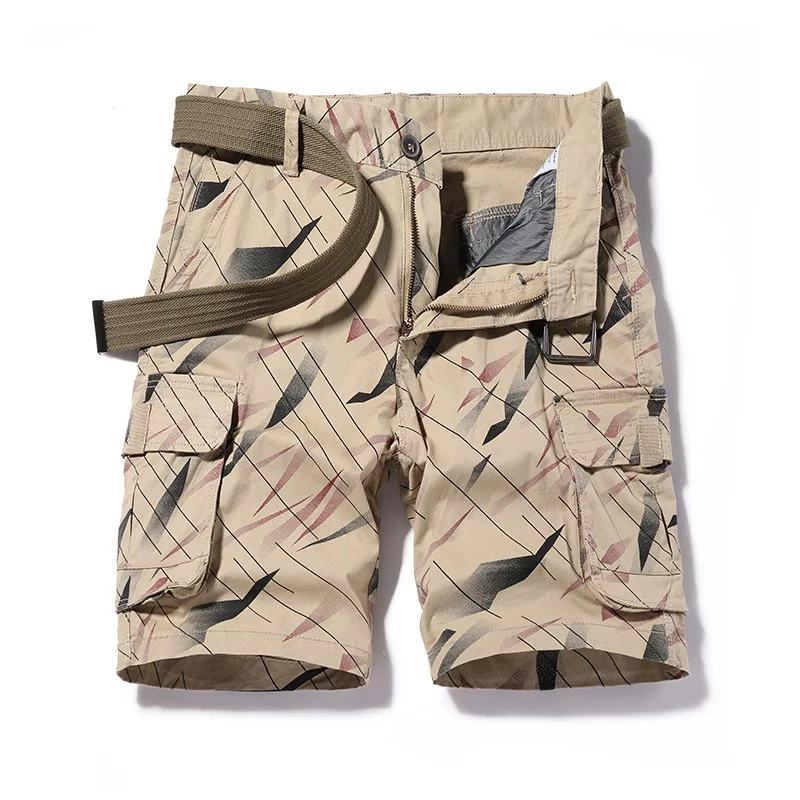 2023 Summer New Camouflage Tactical Cargo Shorts Men’s Khaki Jogger Military Cargo Shorts Cotton Casual Loose Men Shorts No Belt