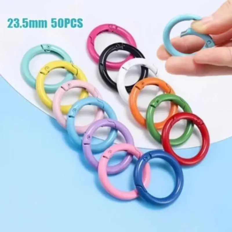 Feder-O-Schnalle 23mm 50 Stück Zinklegierung Lackierte Oberfläche Runde Öffnungsverschlüsse für DIY Schlüsselanhänger Schmuck Geschenkzubehör – Detail 3
