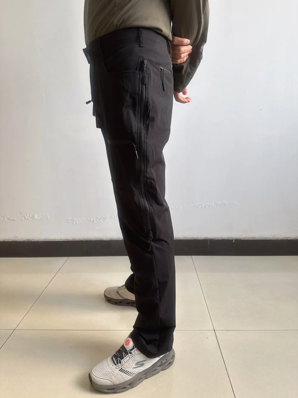 سراويل تسلق من النايلون المطاطي عالية الجودة بأربعة اتجاهات للرجال، سراويل تكتيكية متعددة السحاب ماصة للرطوبة وسريعة الجفاف #5