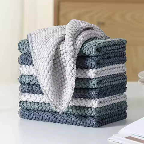 Multifunctional Cleaning Cloth 6Pk/12Pk Cleaning Towel Pearl Pattern Microfiber Dishcloth Household Cleaning Cloth Kitchen Absorbent Stain Remover Easy to Clean Lint-Free Cleaning Cloth