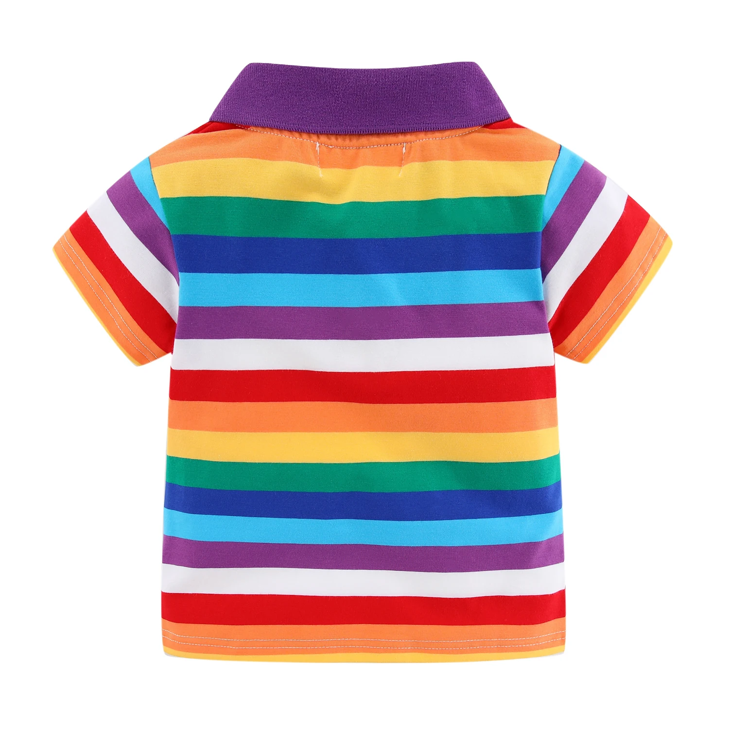 Mudkingdom Boys Polo Shirt Rainbow Colorful Striped Tshirt for Girls Summer Tees Short Sleeve School Uniform Collared Tops