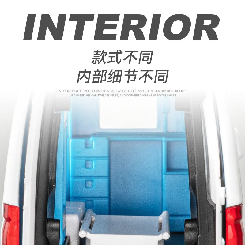 1:36 Feuerwehrauto, Polizeifahrzeug, Krankenwagen, Druckguss-Spielzeugauto-Modell, zurückziehbar, Sound und Licht, Autosammlung, Geschenk für Jungen und Kinder