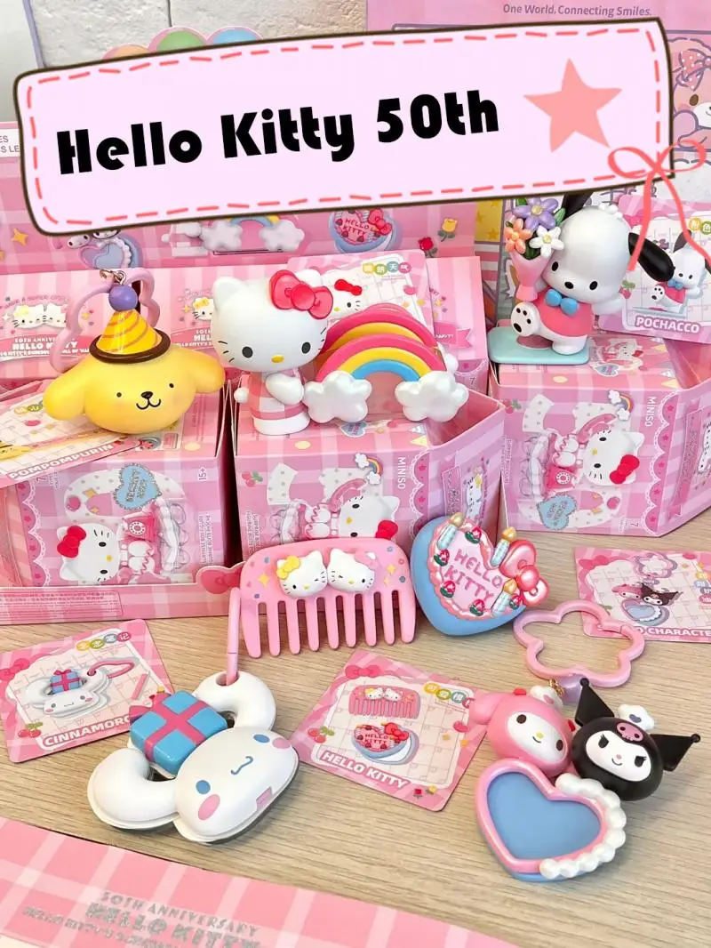 

Kawaii Kt 50Th Anniversary Blind Box Collectible Figure Limited Edition Kawaii Desk Decor Gift