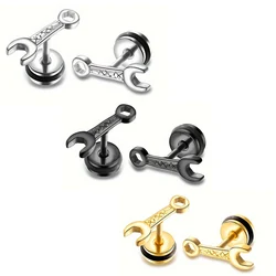 2pcs Unisex Punk Hip Hop Fashion Stainless Steel Wrench Screw Back Stud Earrings Earrings for Men Women Daily Wear Jewelry