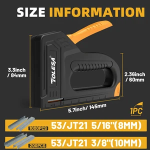 مسدس Tullesa Staple خفيف الوزن للمفروشات الخشبية ، مسدس أساسي مع 1200 قطعة من الدبابيس ، مسدس دباسة النسيج للحرف اليدوية ، زخرفة DIY أعلى 11 مبيعات مسدس مسمار الخشب - No2
