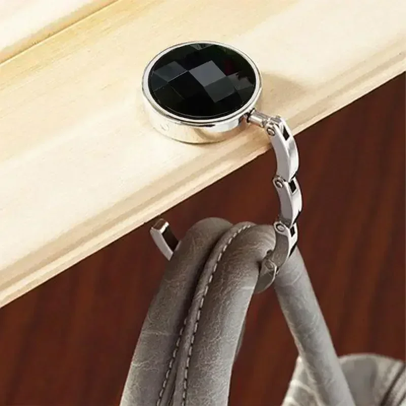 

Acrylic Gemstone Hanging Hook, Practical, Portable, Folding Table, Desk Hanging Clip, Crystal Alloy Handbag, Bag Hanger