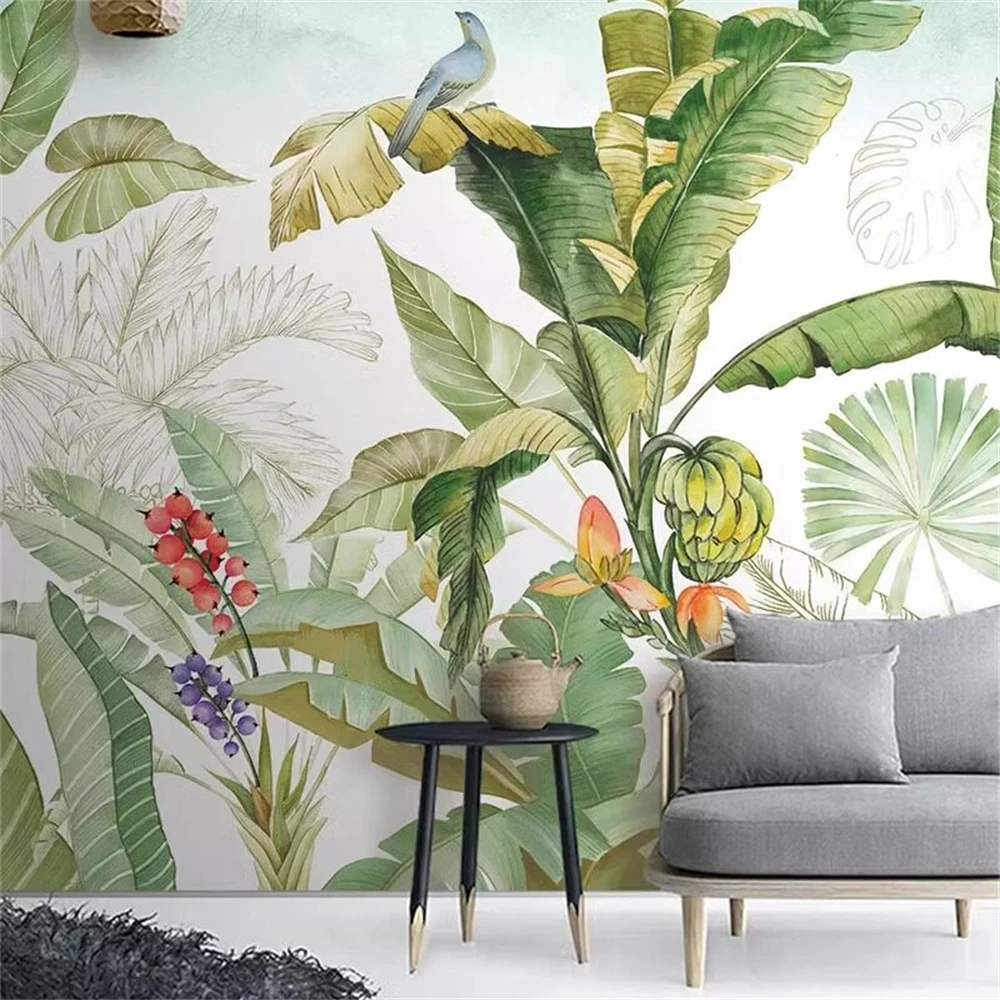 Custom Palm tropical rainforest Wallpaper Mural 3D Wall Painting Wallpapers Living Room Bedroom house decor Stickers Background